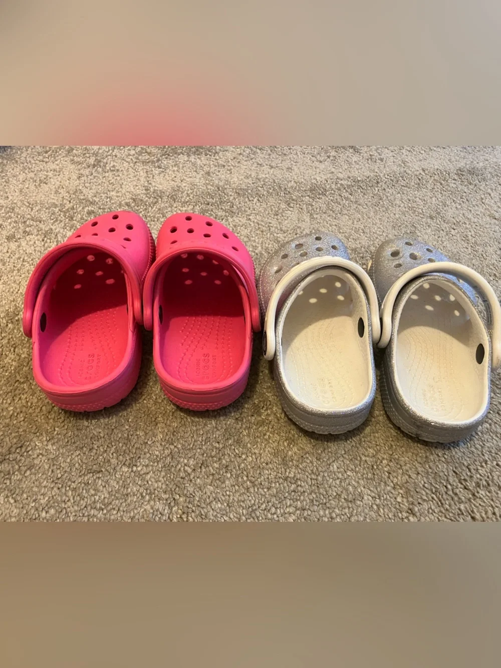 CROCS Kids Clogs Duo in Hot Pink and Sparkle Silver - Picture 2 of 4